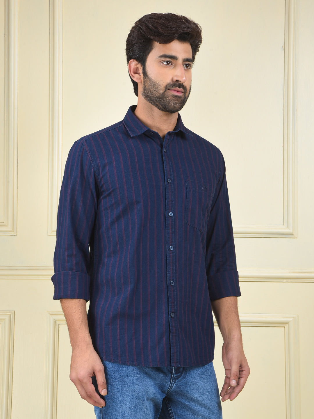 Red Vertical Stripes 100% Cotton Shirt