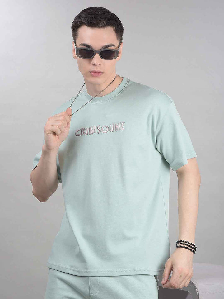 Green Typographic 100% Cotton Oversize T-Shirt