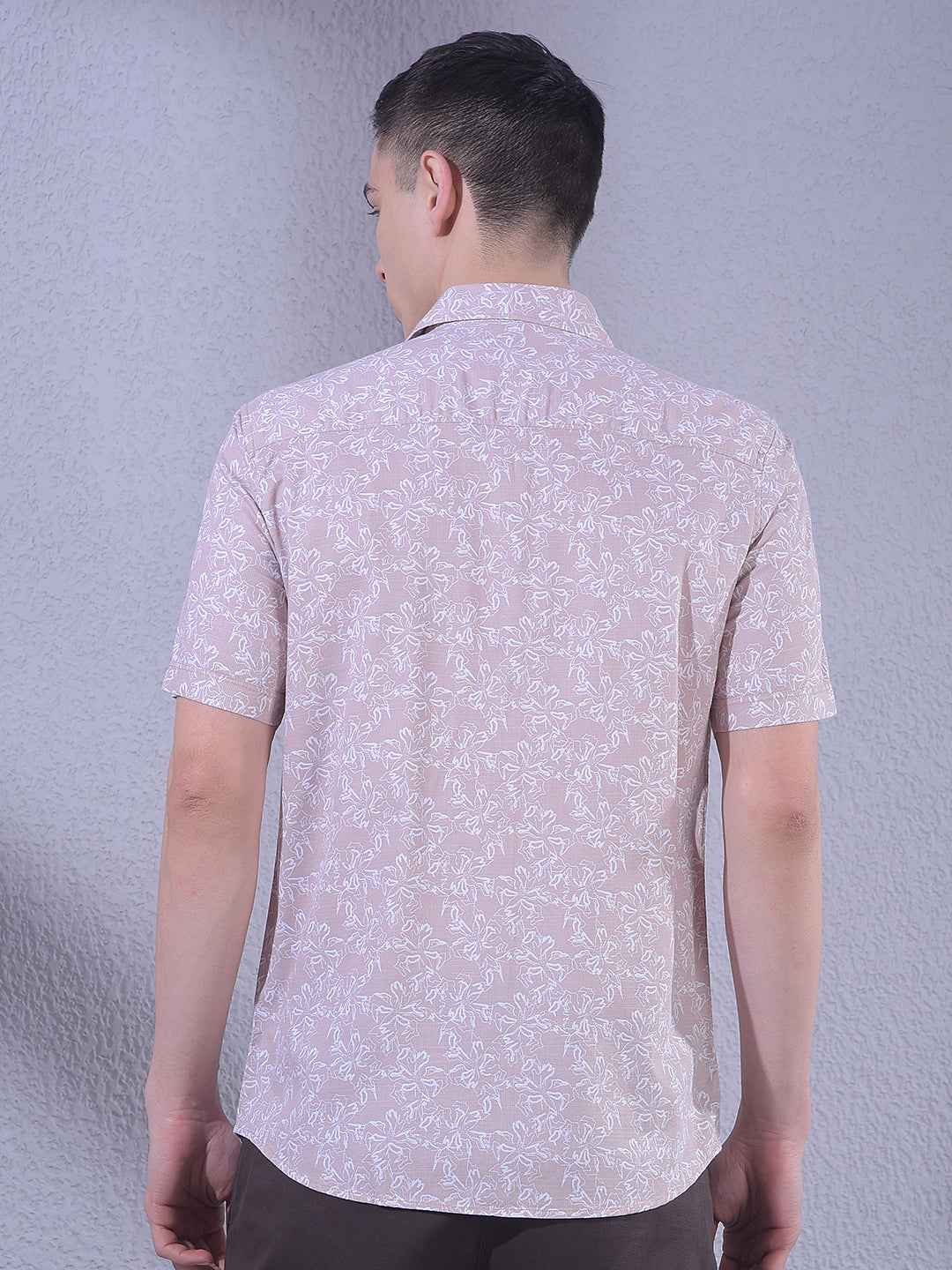 Peach Floral Print Shirt