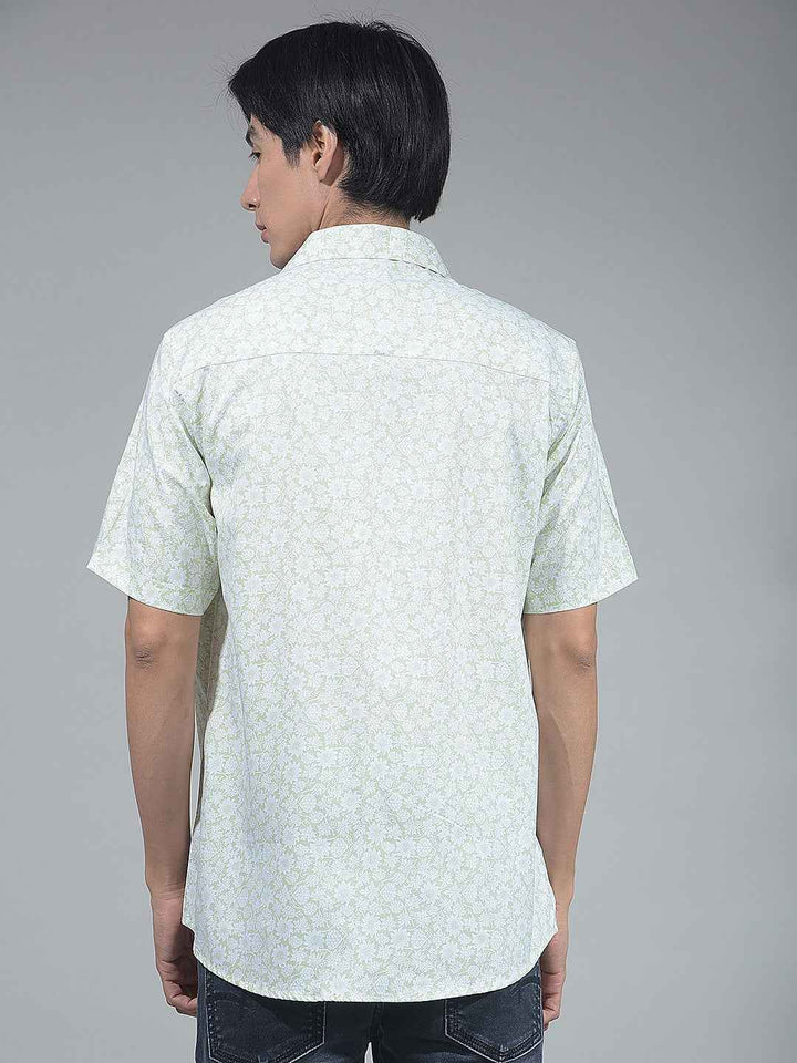 Green Floral Print Modal Shirt