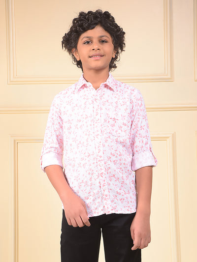 Peach Floral Print 100% Cotton Shirt