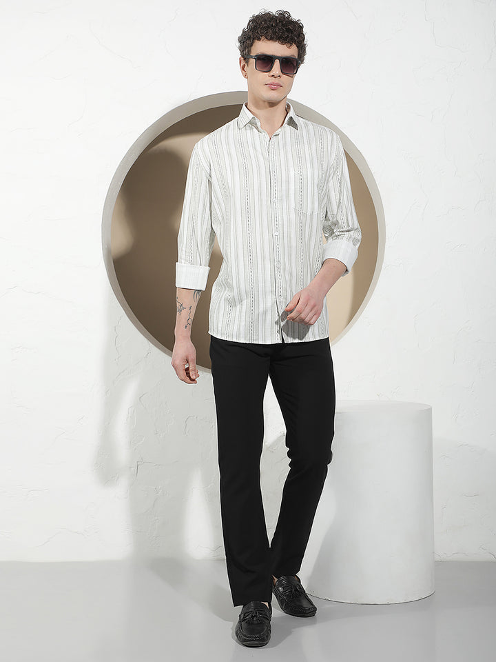 Green Vertical Striped Shirt