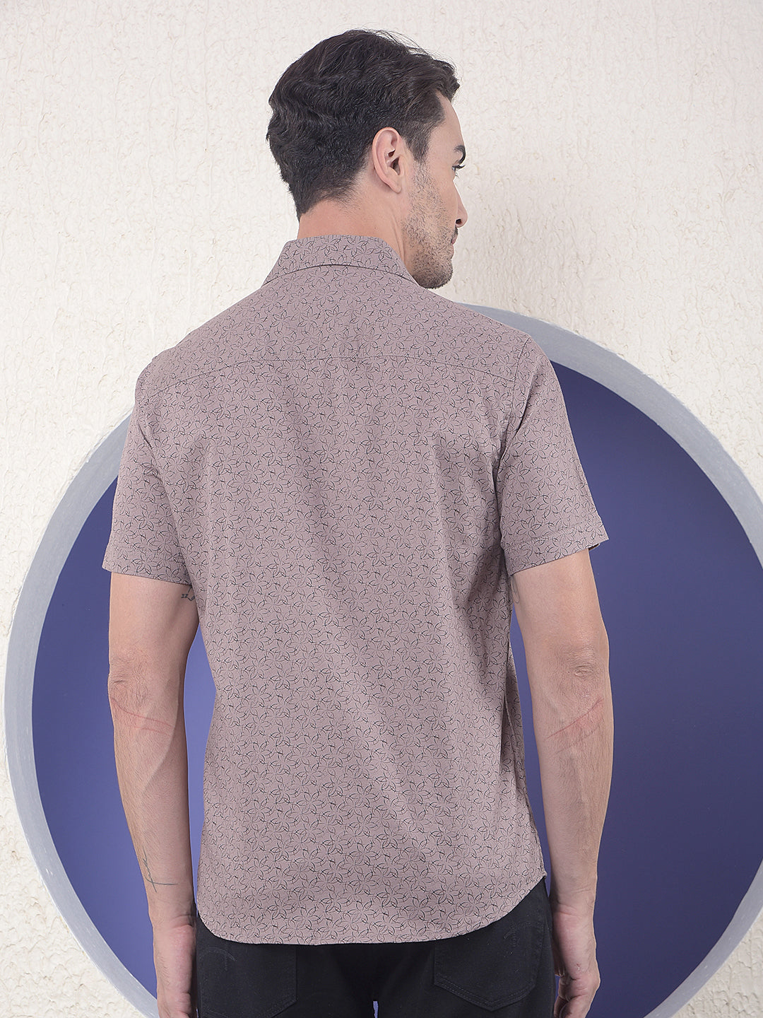 Brown Micro Floral Printed Shirt