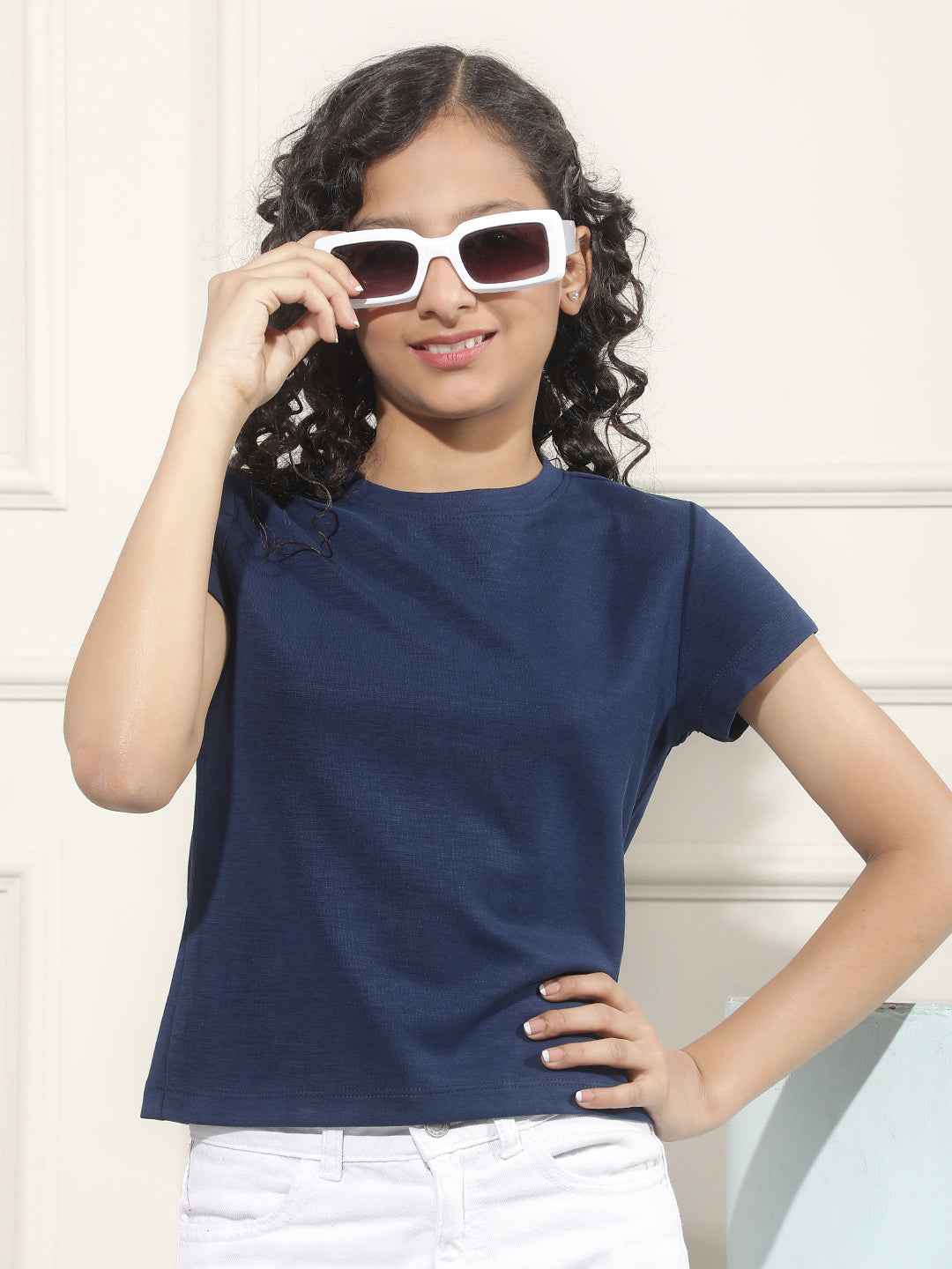 Minimal Blue Crop T-Shirt