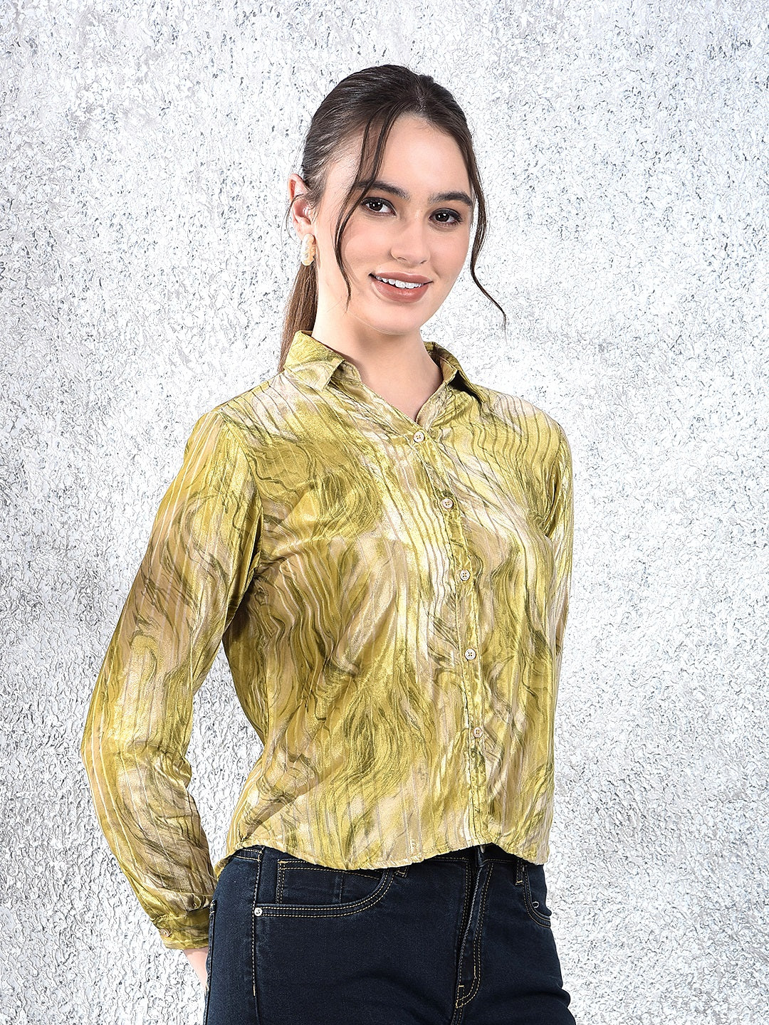 Olive Abstract Print Shirt