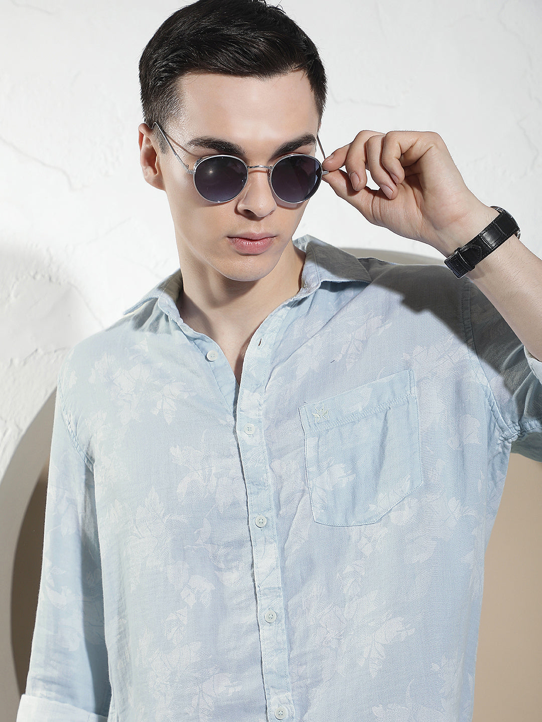 Blue Floral Print Shirt