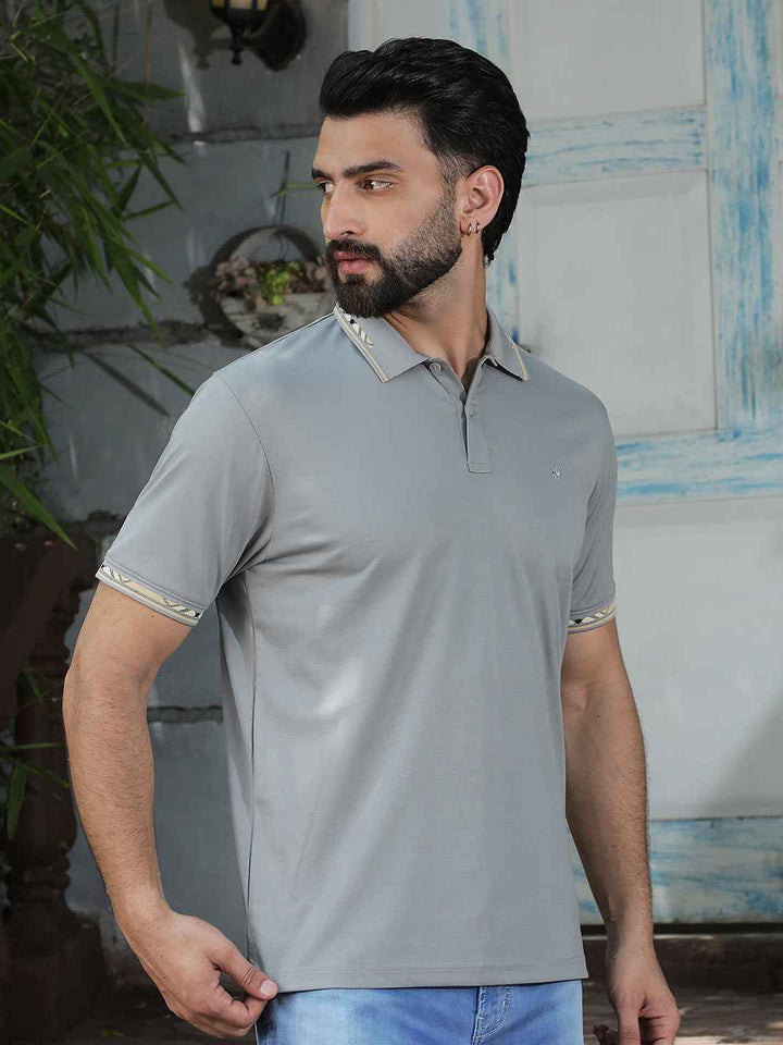 Classic Grey Casual Polo T-Shirt