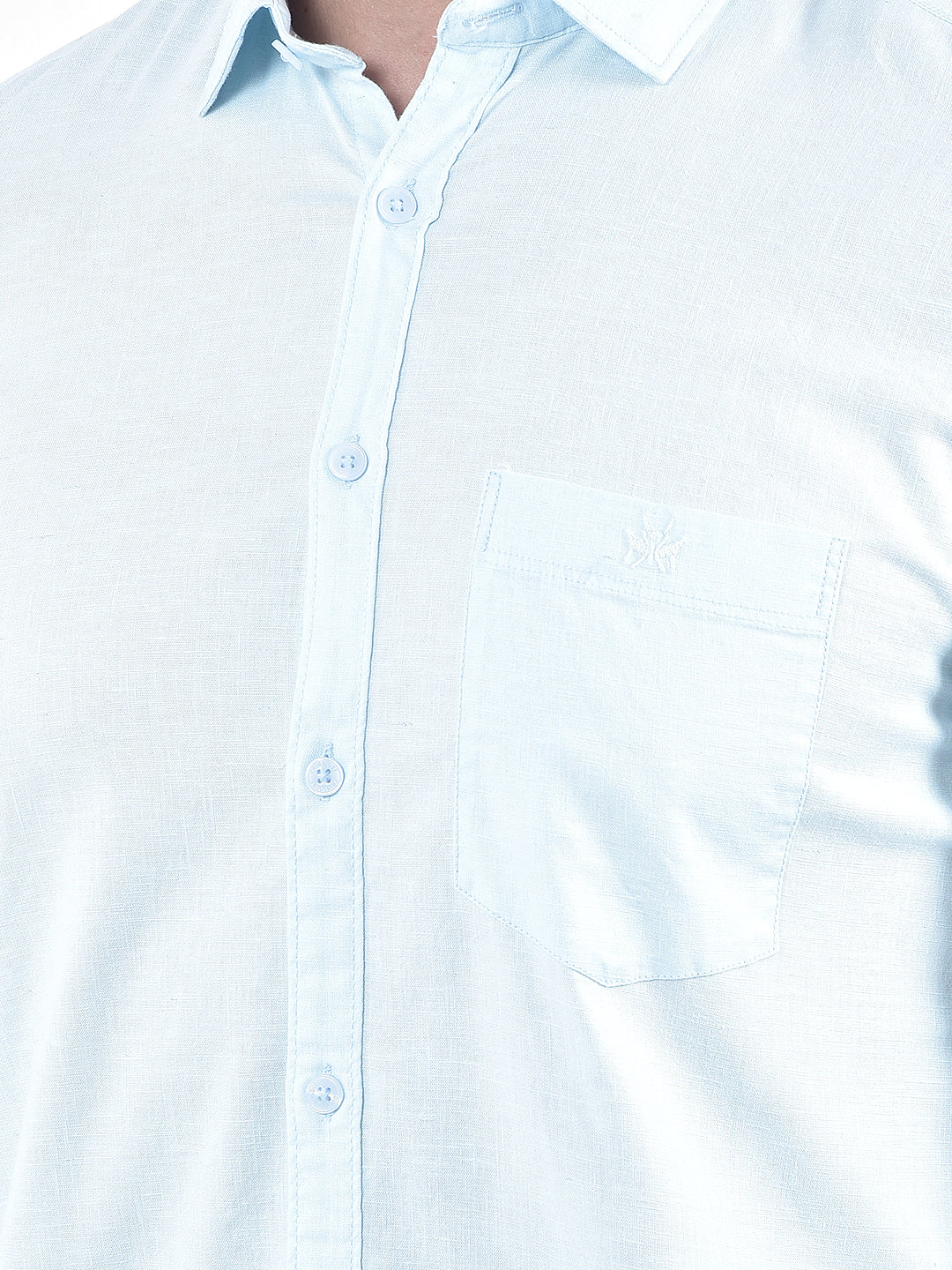Blue Linen Blend Casual Shirt
