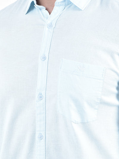 Blue Linen Blend Casual Shirt