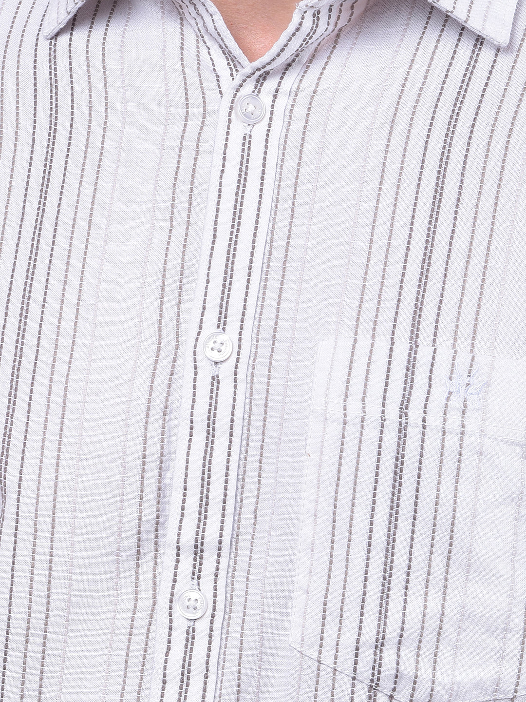 White Vertical Stripes 100% Cotton Shirt