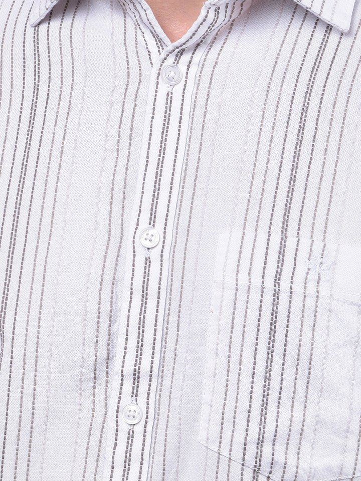 White Vertical Stripes 100% Cotton Shirt