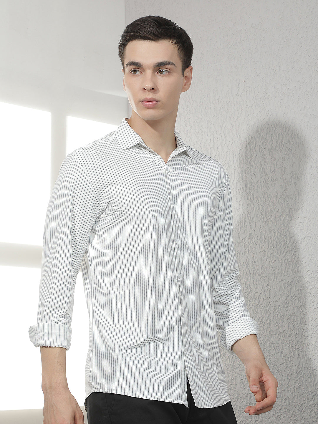 White Vertical Stripes Shirt
