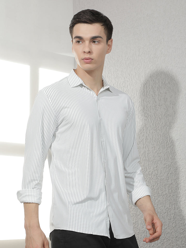 White Vertical Stripes Shirt