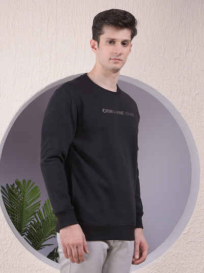 Classic Black Cotton Sweatshirt With Brand Logo