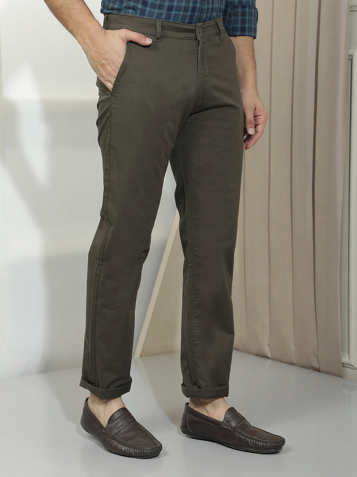 Grey Straight Stretchable Trousers-Men Trousers-Crimsoune Club