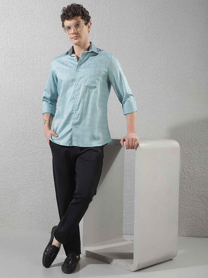 Blue Modern Printed Casual Shirt