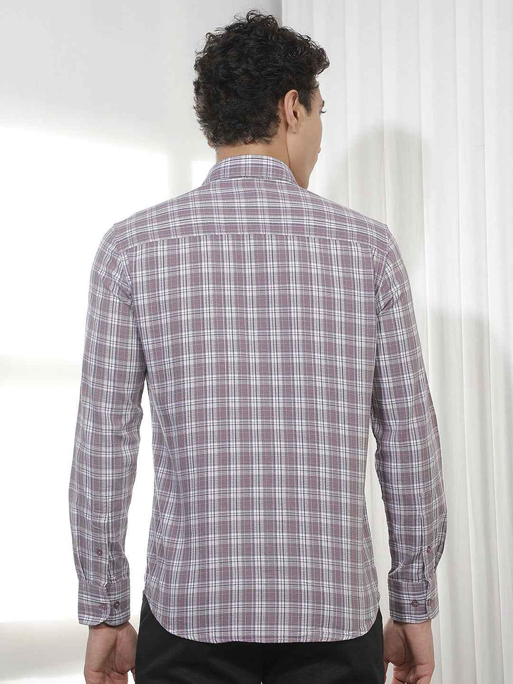 Purple Checked 100% Cotton Shirt