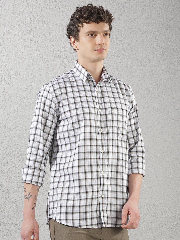 White 100% Cotton Checked Shirt