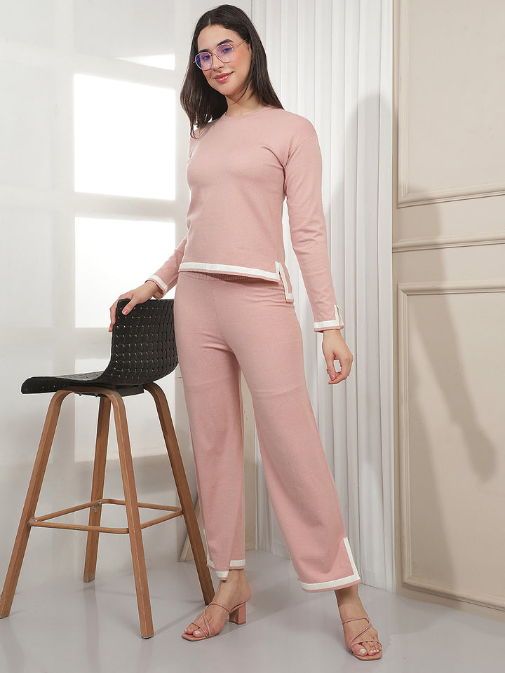 Pink Casual Knitted Trousers