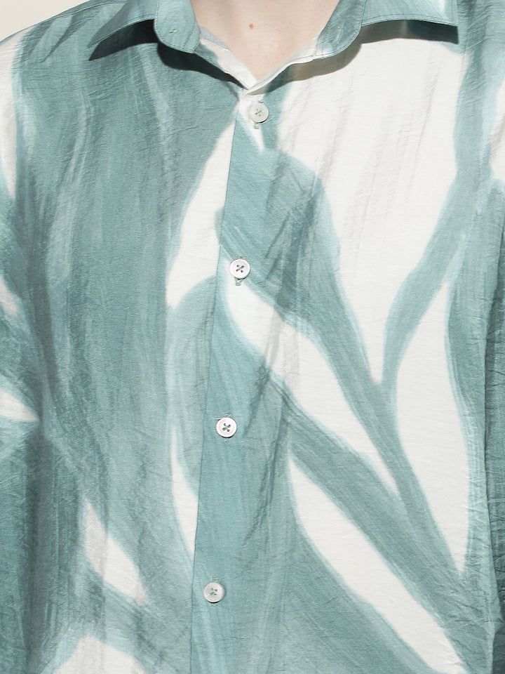 Green Botanical Print Shirt