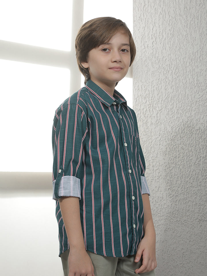 Green Vertical Stripes Shirt