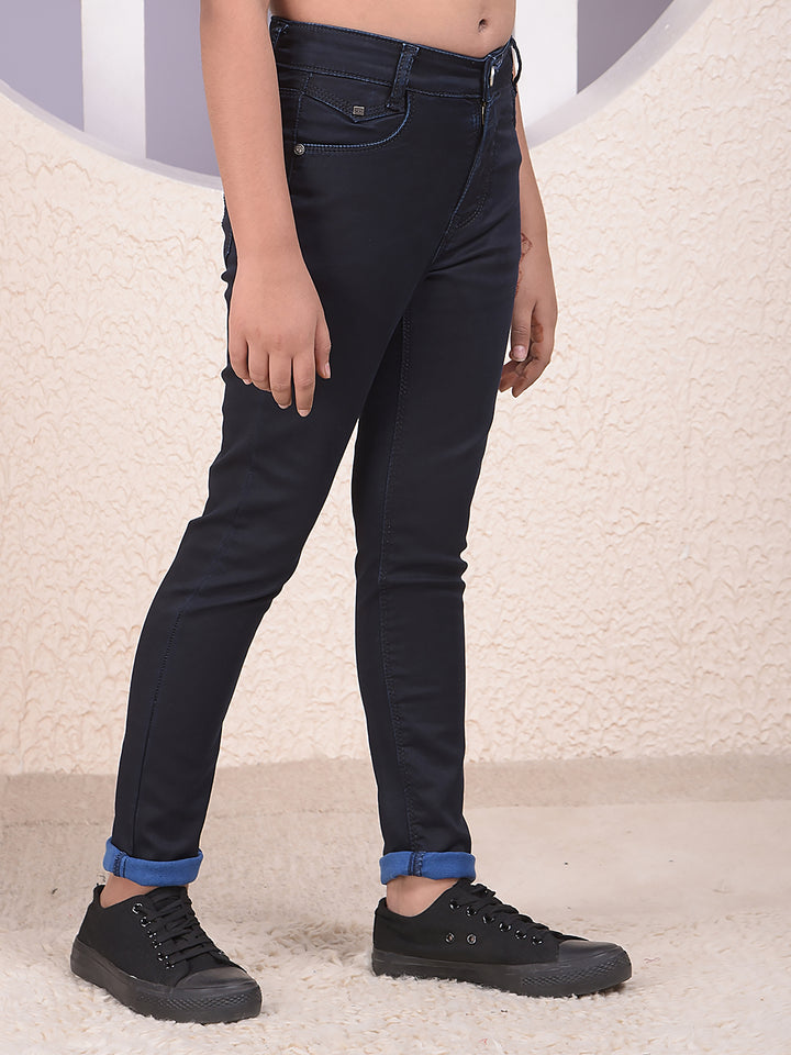 Navy Blue Skinny High-Waist Jeans