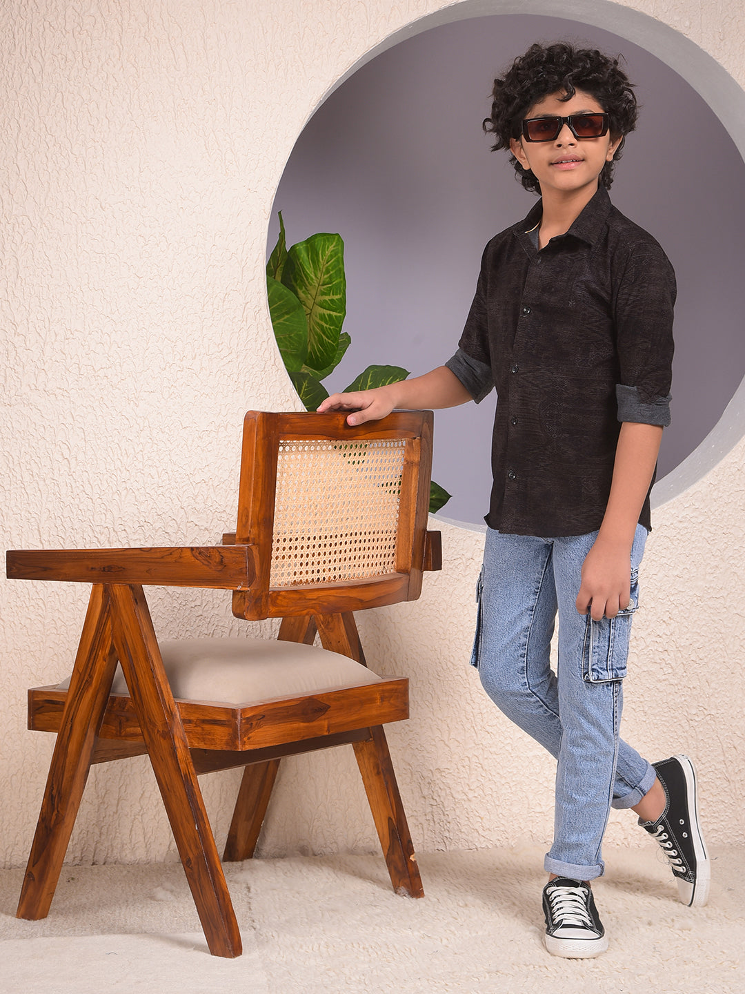 Brown Printed Corduory Shirt