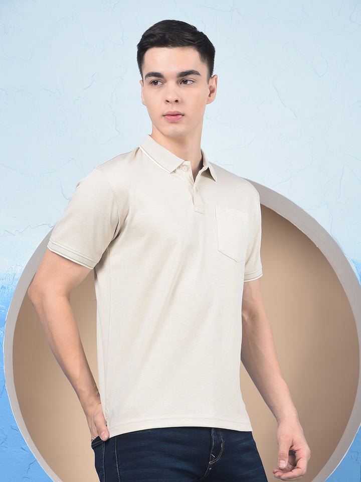 Beige Polo Neck T-Shirt