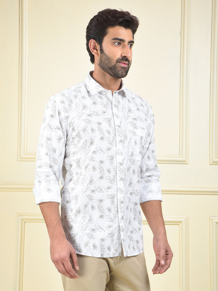 Clean Cut White Floral Print Shirt