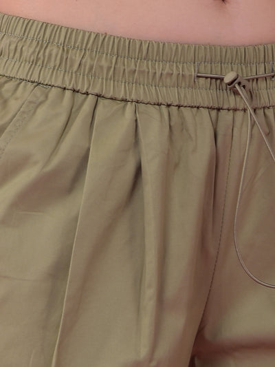 Beige Loose Fit 100% Cotton Cargo Trousers