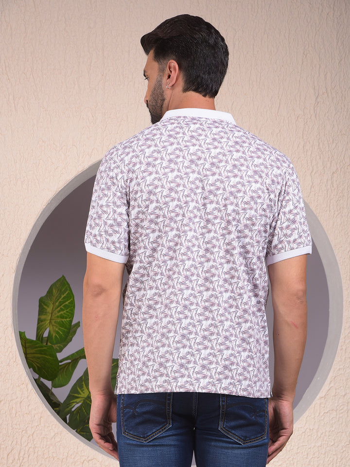 Wine Printed Polo Neck T-Shirt