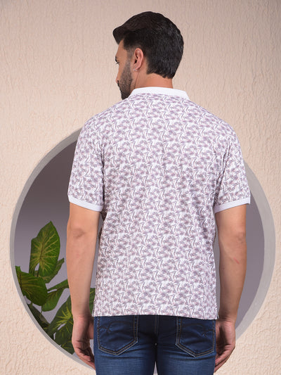 Wine Printed Polo Neck T-Shirt