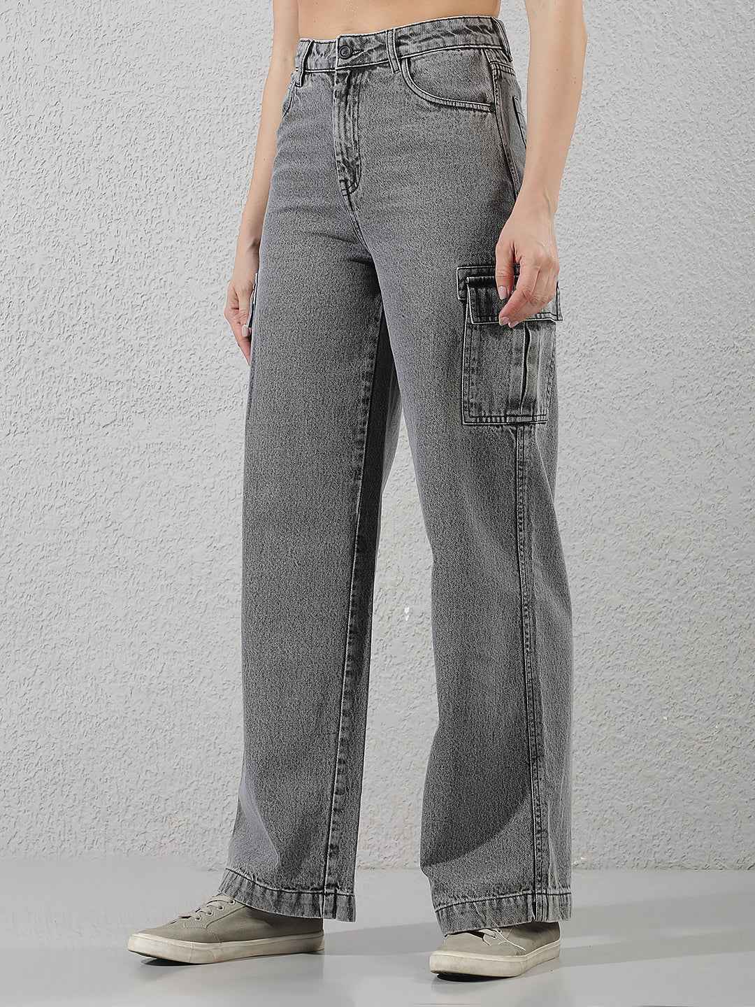 Grey Cargo 100% Cotton Jeans