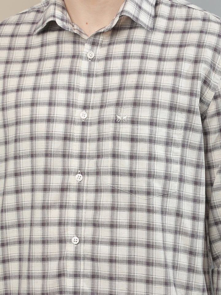 Purple Checked Linen Shirt