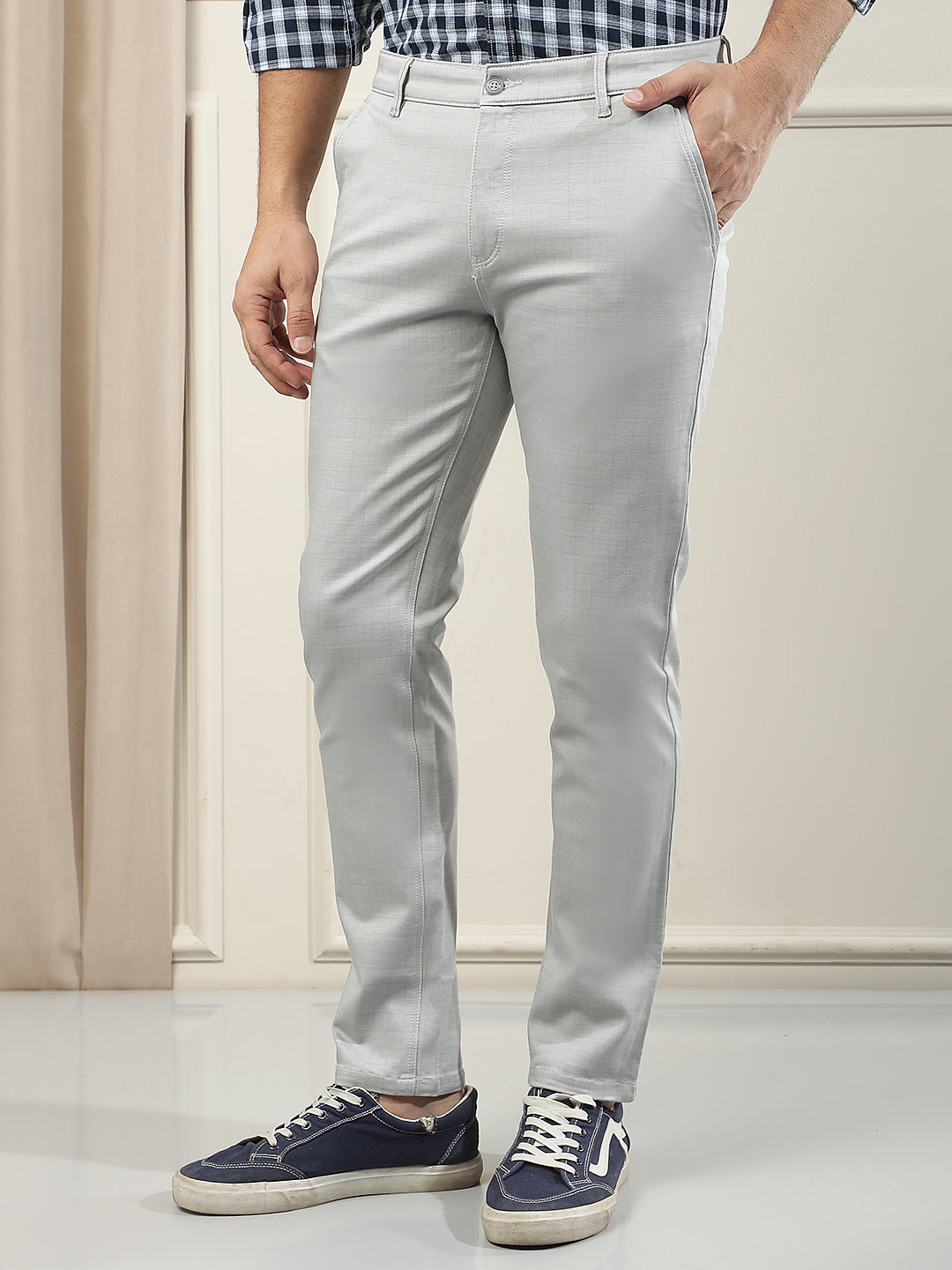 Grey Checked Trousers