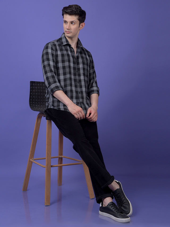 Black Checked 100% Cotton Shirt