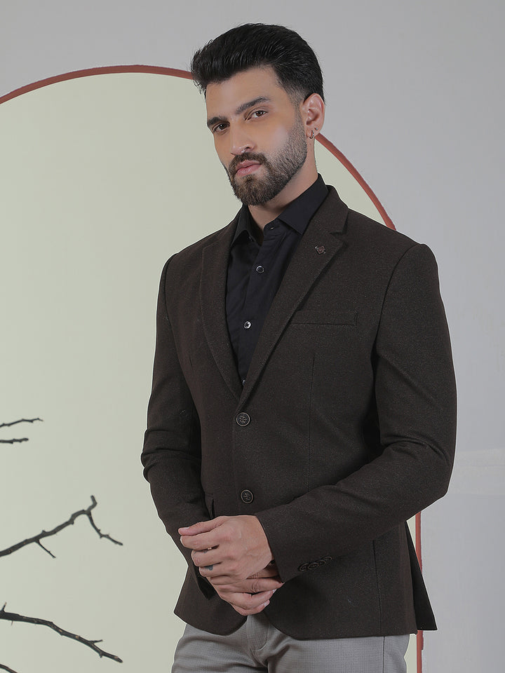 Brown Single Breasted Notch Lapel Blazer