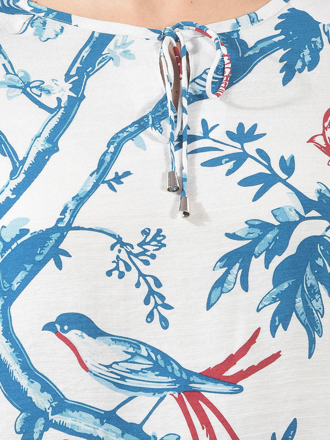 Blue Floral Print Longline Shirt