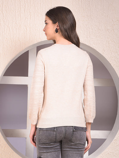 Sleek Textured Beige Sweater