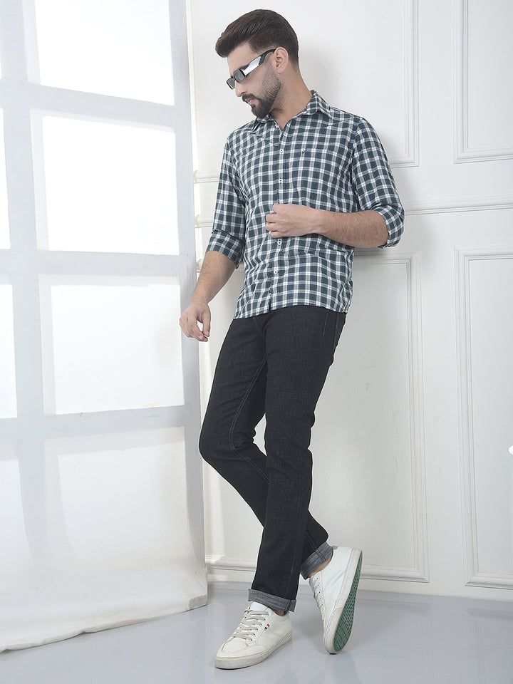 Moss Green Checked 100% Cotton Shirt