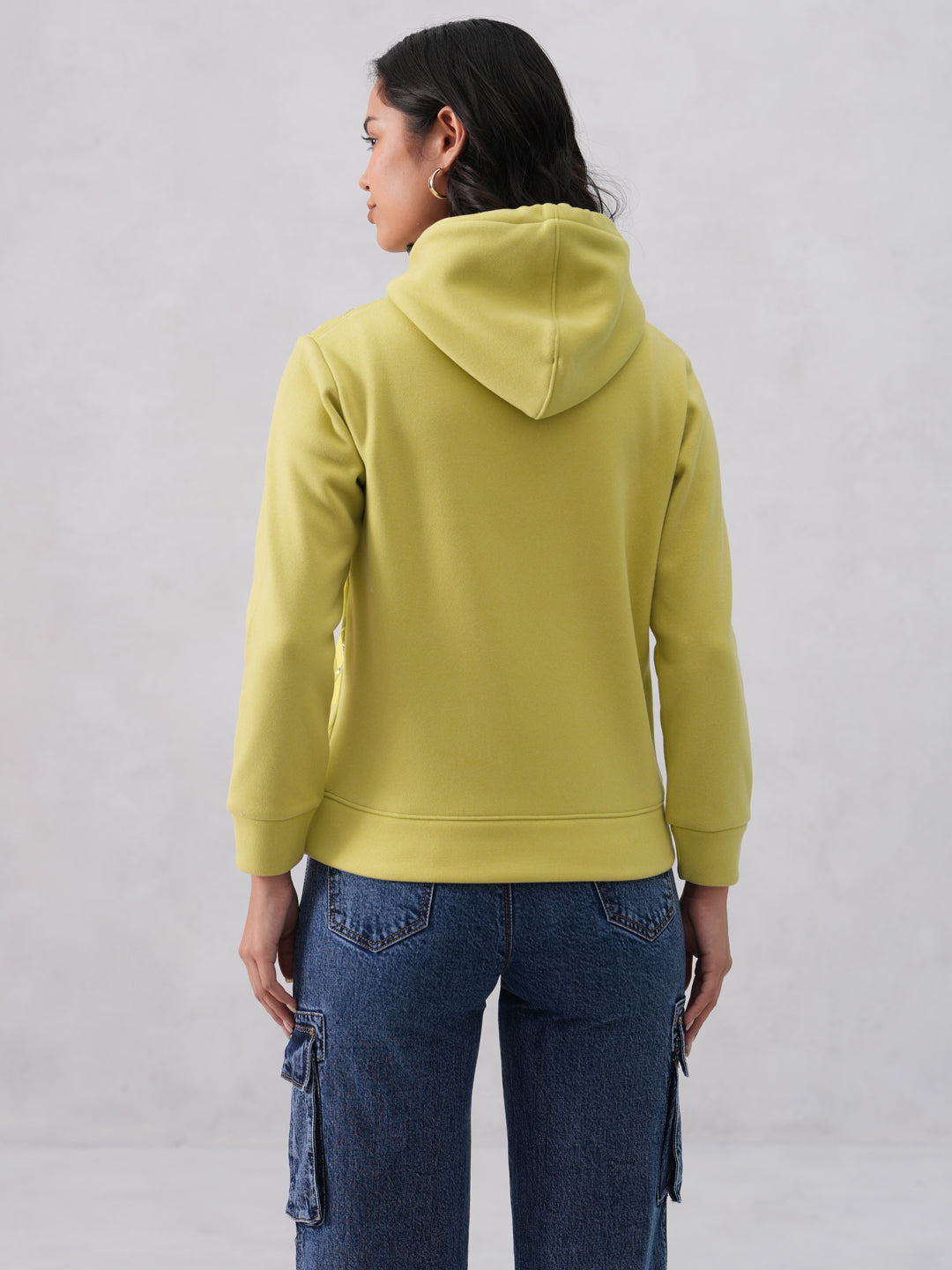 Green Embellished Hooded Neck Sweatshirt