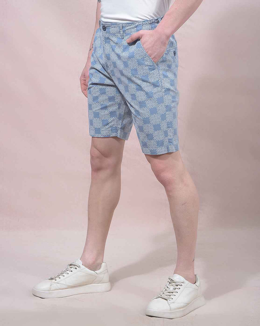 Floral Print Blue 100% Cotton Shorts