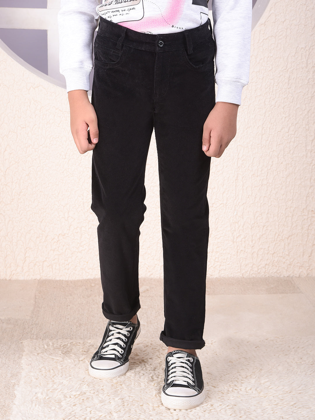 Modern Black Corduroy Trousers