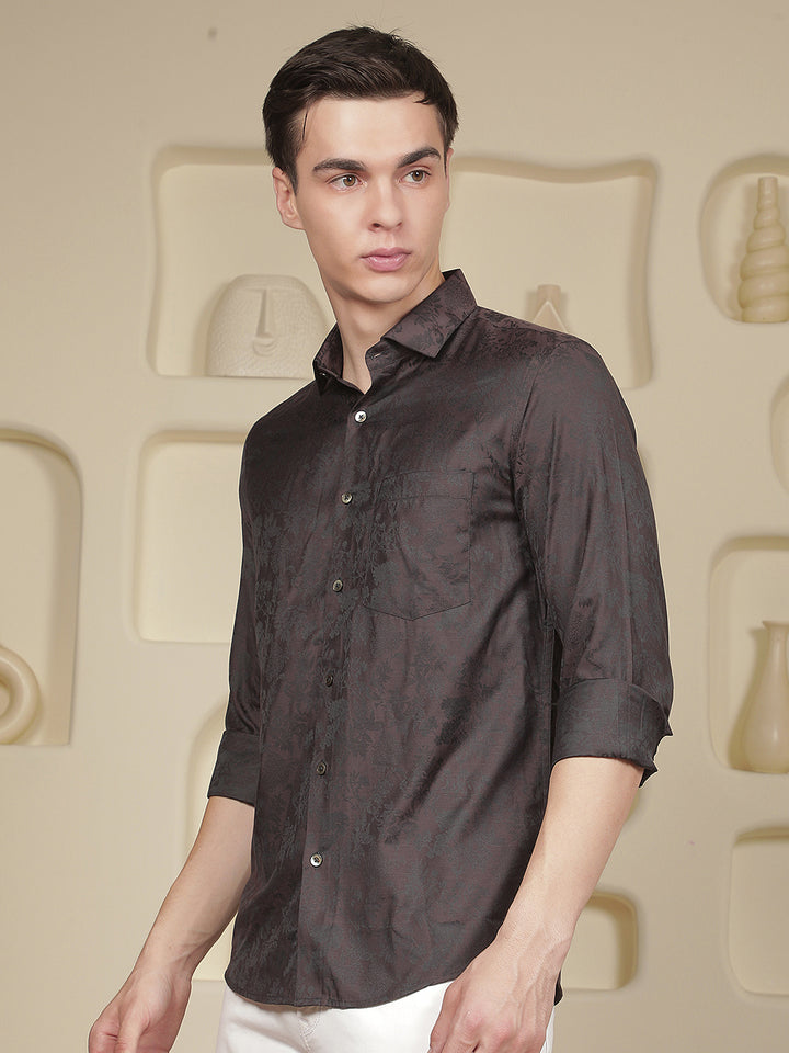 Brown Floral Print Shirt
