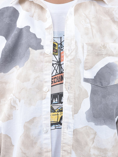 Beige Abstract Print Shirt & T-Shirt Set