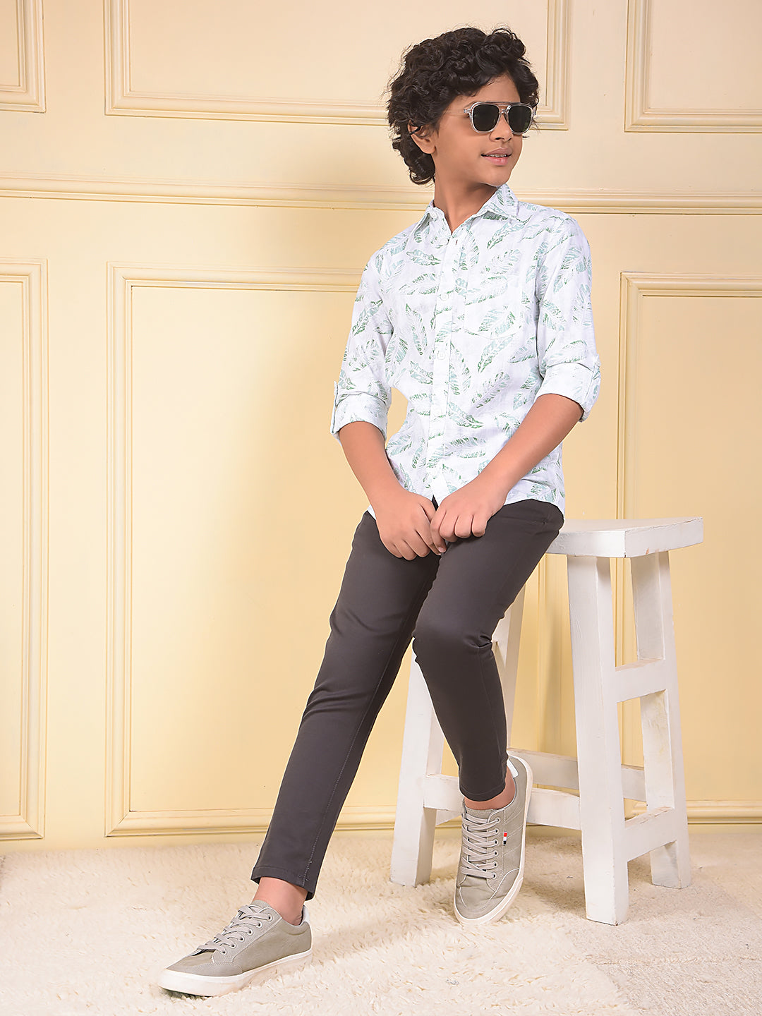 Green Floral Print 100% Cotton Shirt