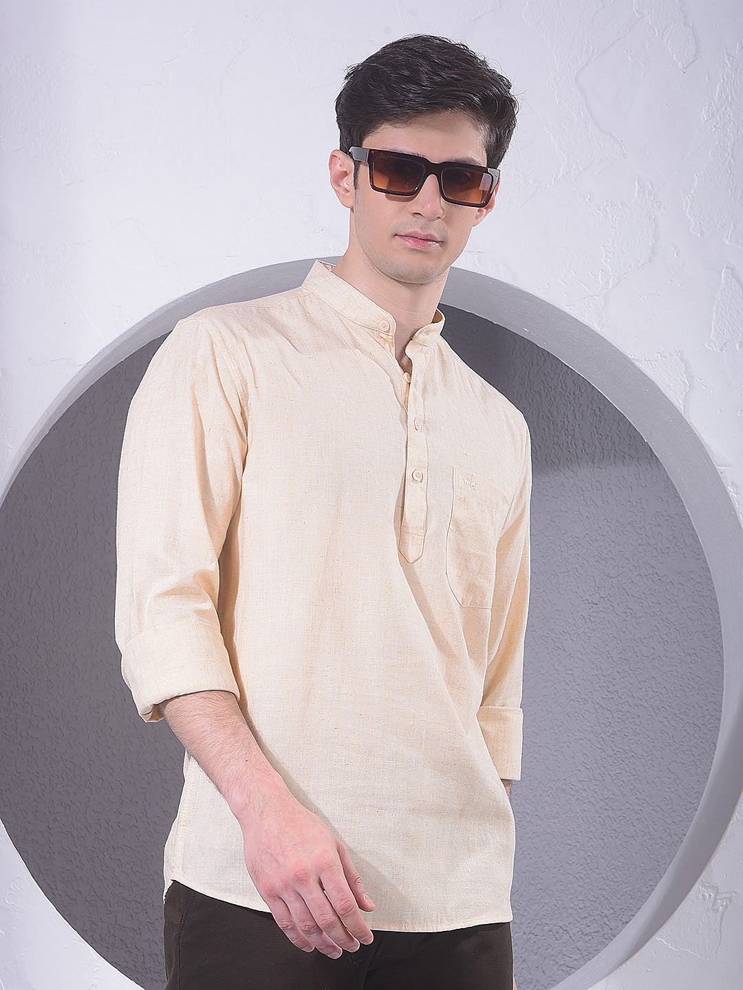 Ivory Cream Linen Kurta