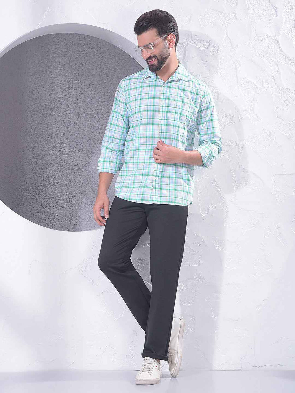 Green Checked 100% Cotton Shirt