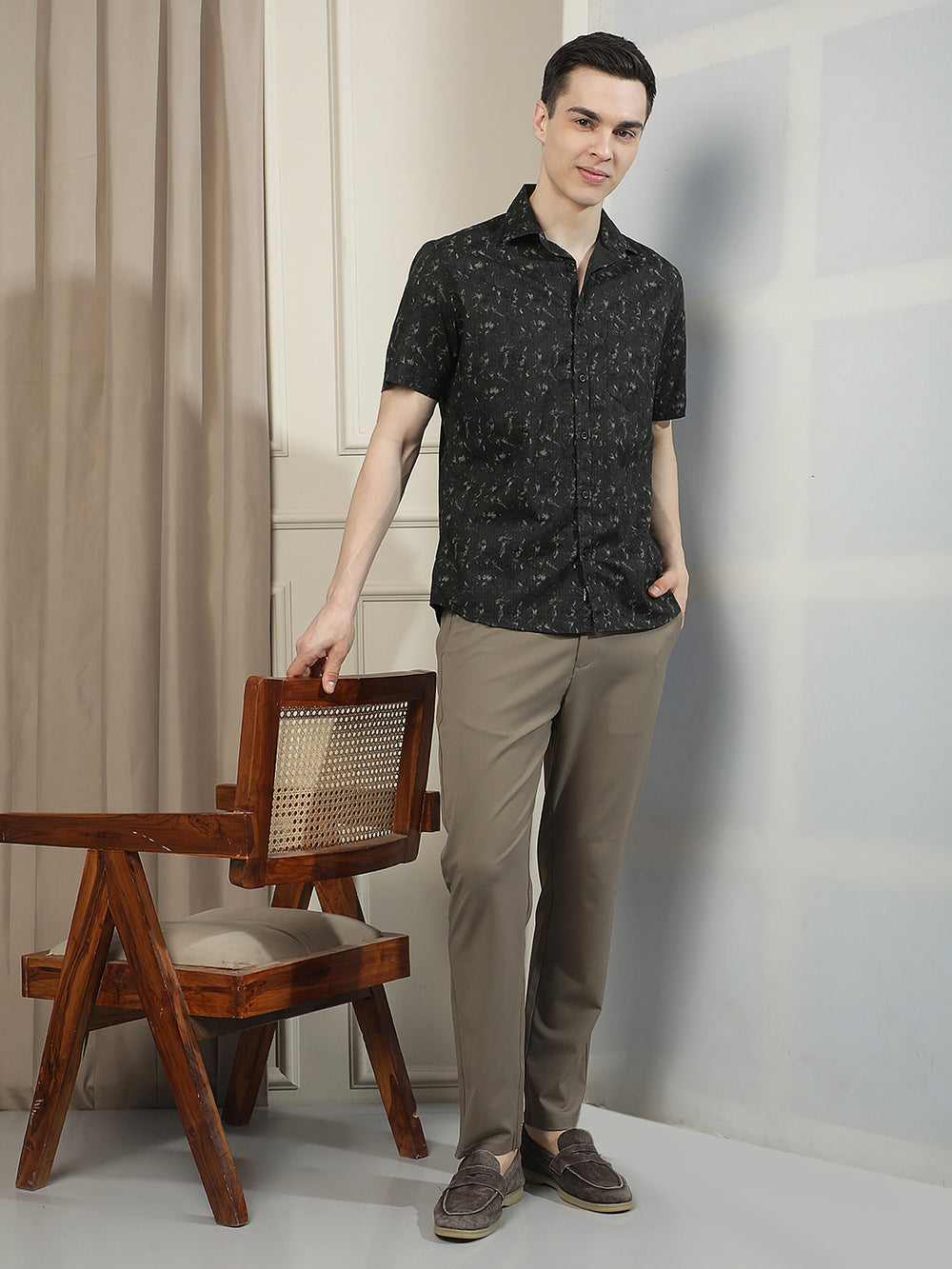 Green Printed Casual Shirt