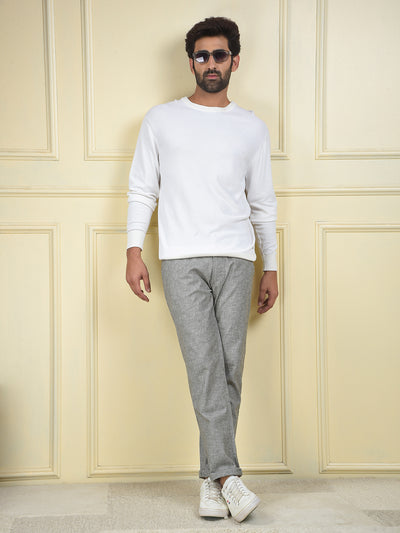 Slim Fit White Jacquard Sweater